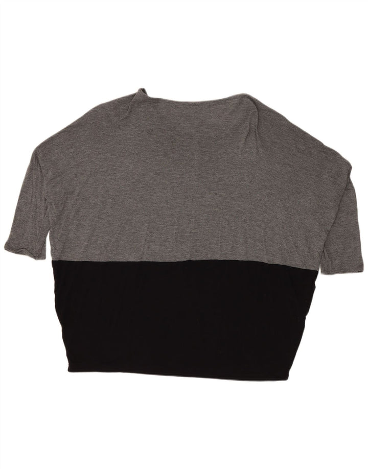 Zara Femme Haut Oversize Manches 3/4 UK 14 Gris Moyen Colorblock