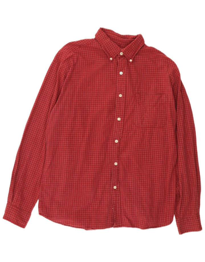 J. CREW Chemise en flanelle pour homme en coton à carreaux bordeaux moyen