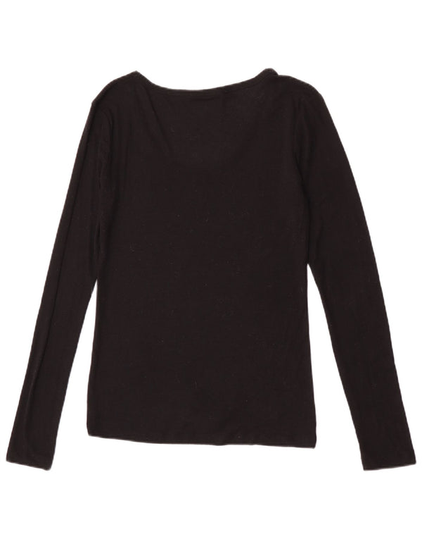 Zara Femme Top Manches Longues UK 12 Moyen Noir