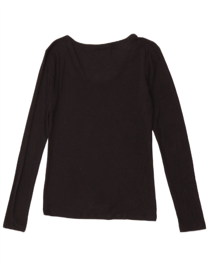 Zara Femme Top Manches Longues UK 12 Moyen Noir