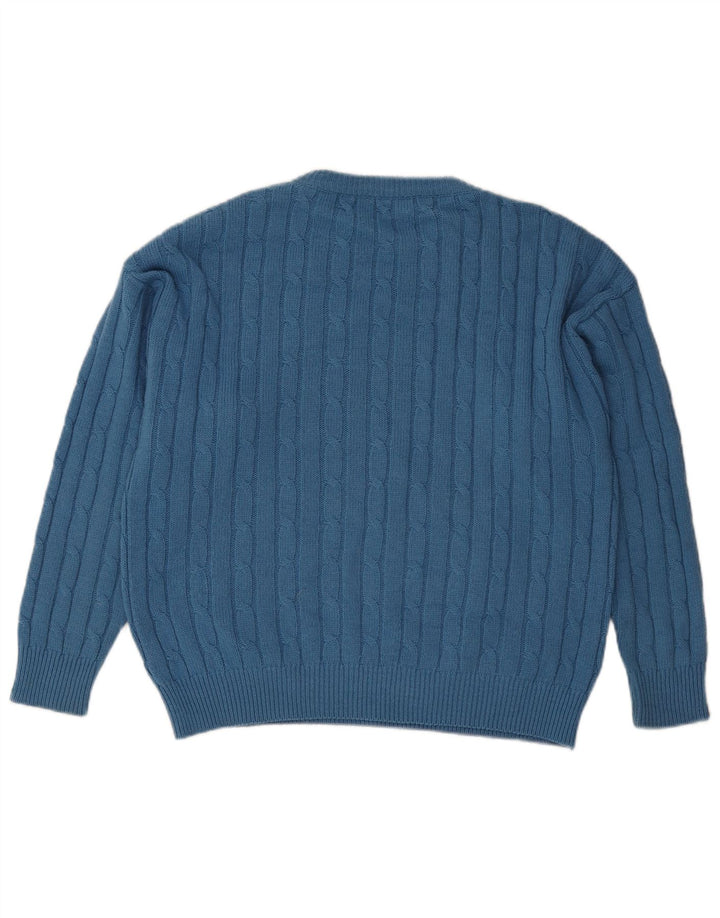 vintage Mens Crew Neck Jumper Pull Grand Bleu