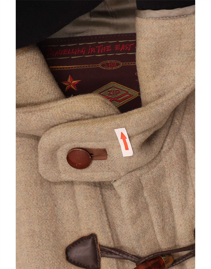 Zip Homme Duffle Coat à capuche UK 38 Laine Gris Moyen