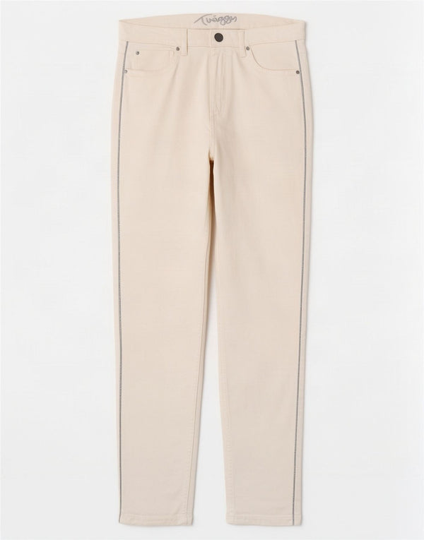 Marks & Spencer Pantalon décontracté slim pour femme UK 12 Medium W30 L28 Blanc