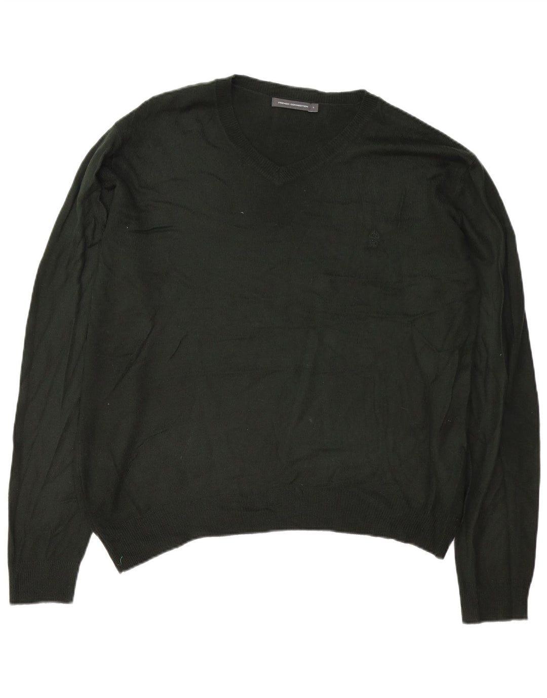 French Connection Pull Col V Homme Large Kaki Acrylique
