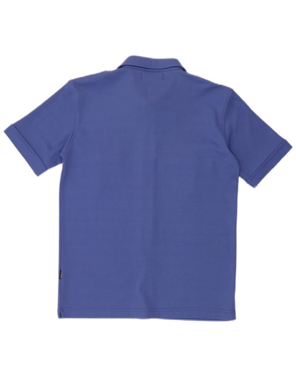 Chemise militaire vintage à manches courtes pour hommes en polyester bleu moyen