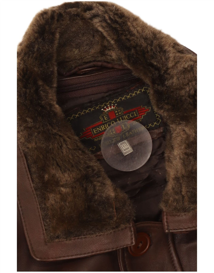 Veste en cuir homme vintage UK 44 2XL Cuir marron