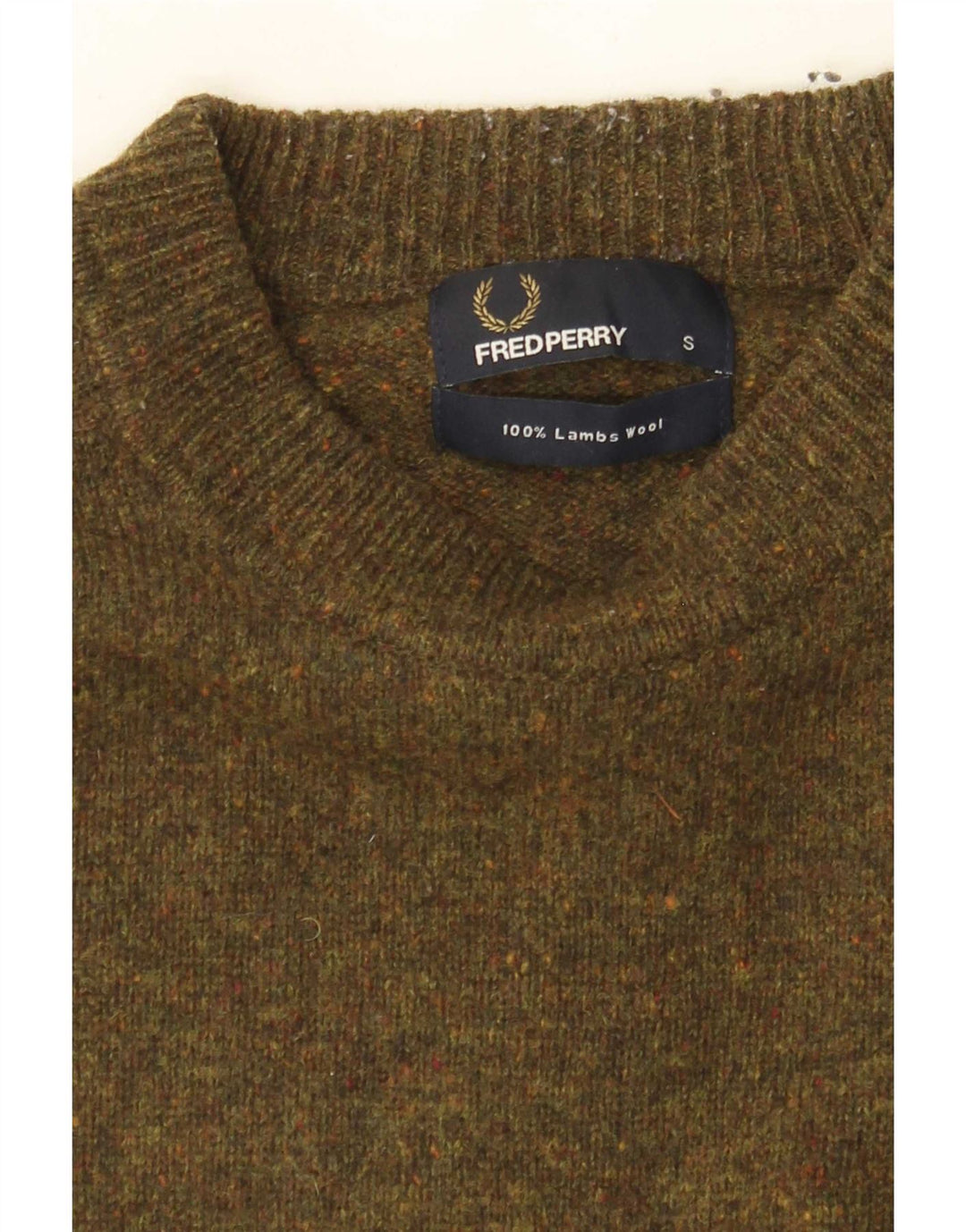 Fred Perry Pull à col rond pour homme Petit Kaki moucheté en laine d'agneau