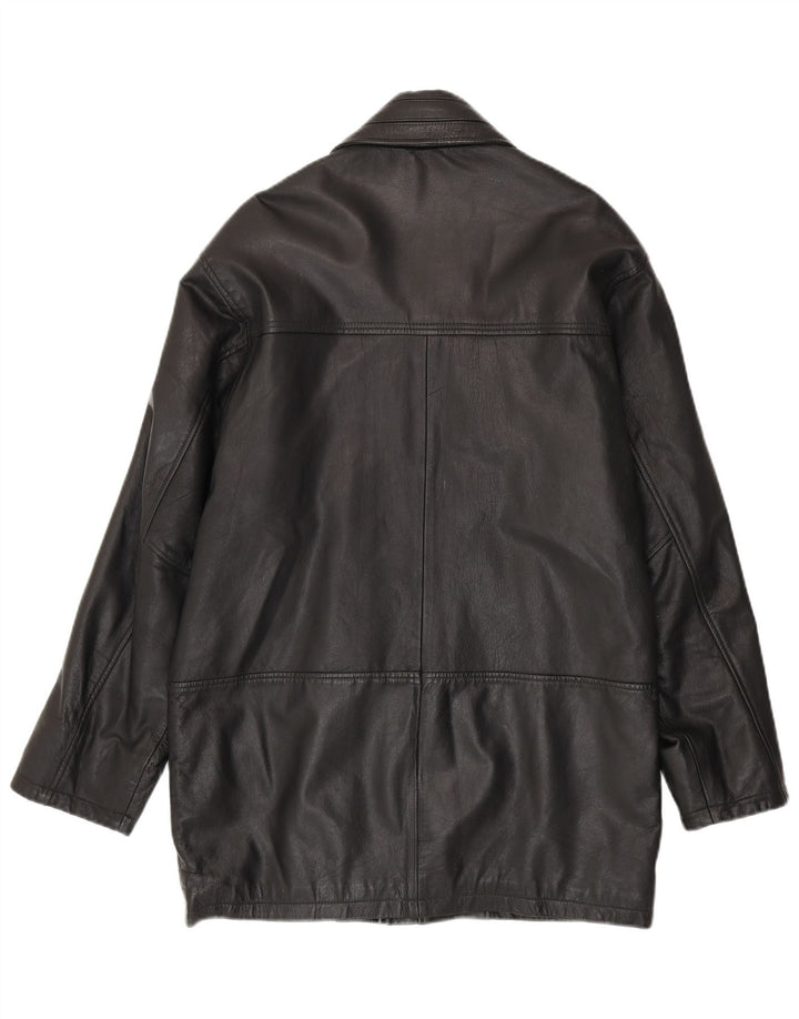 VINTAGE Manteau en cuir homme petit cuir noir