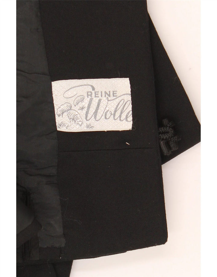 Reine Wolle Veste blazer à manches 3/4 pour femme 3 boutons UK 12 Noir moyen