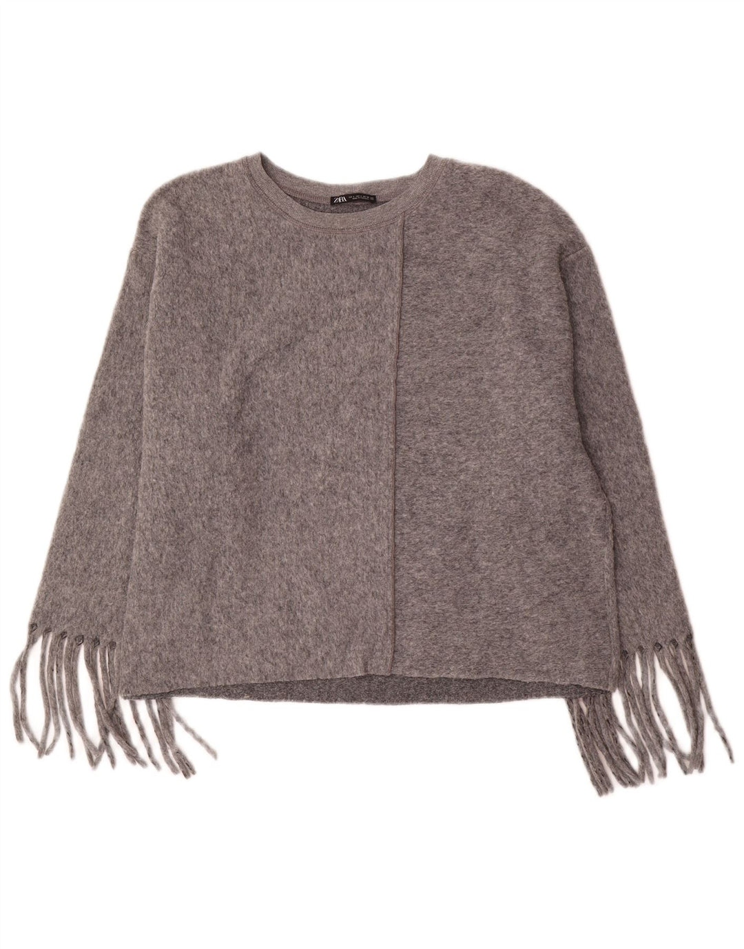 Zara Pull surdimensionné à col bateau pour femme UK 16 Large Gris Polyester