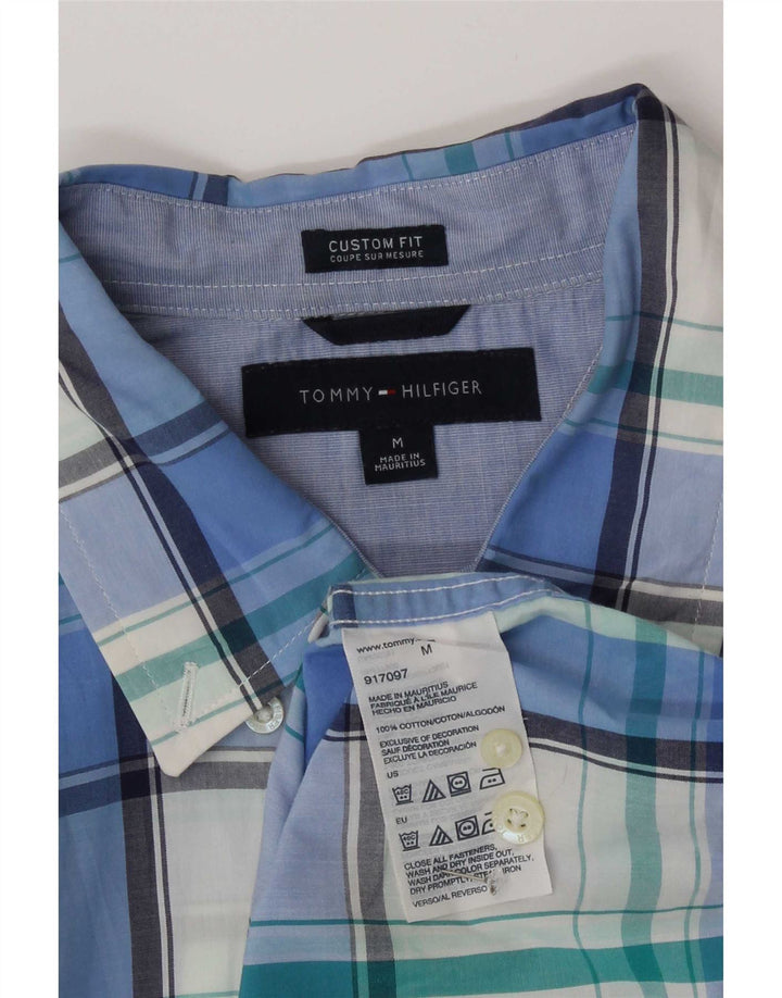 Tommy Hilfiger Chemise à manches courtes pour homme en coton à carreaux bleu moyen