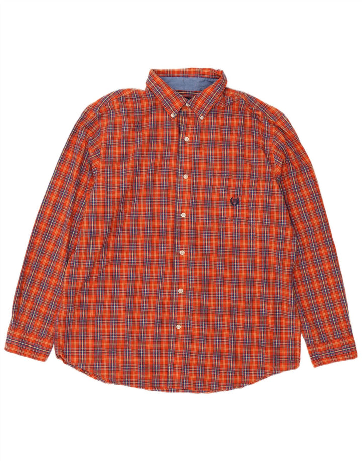 Chaps Chemise Homme XL Orange Carreaux Coton