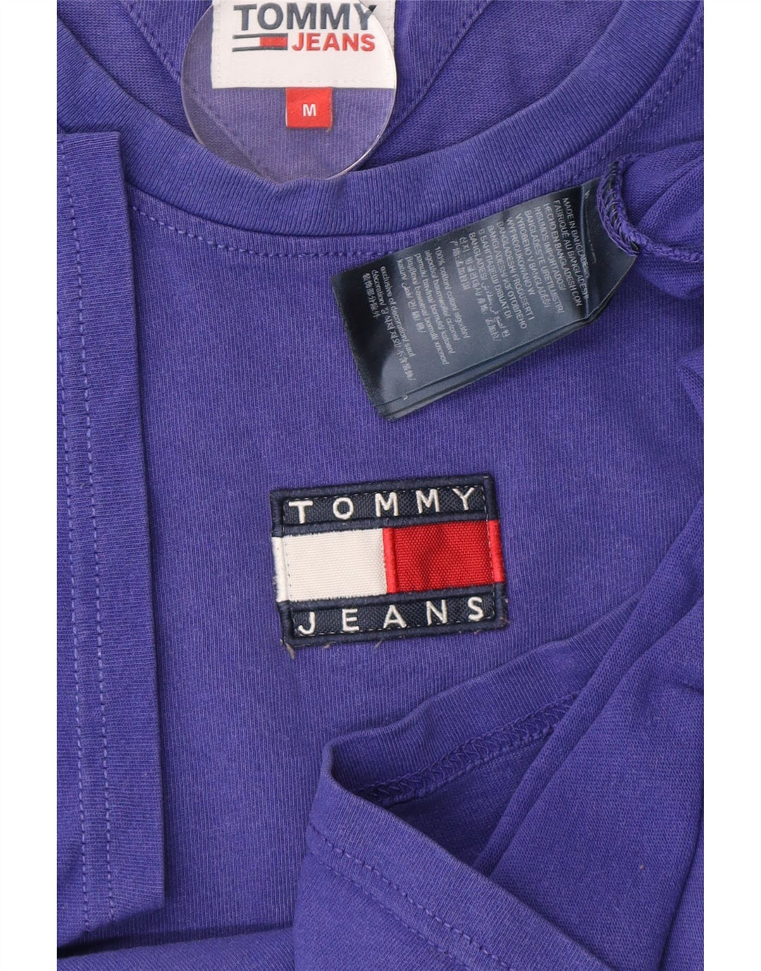 TOMMY HILFIGER Mens T-Shirt Top Medium Blue Cotton Vintage Tommy Hilfiger and Second-Hand Tommy Hilfiger from Messina Hembry 