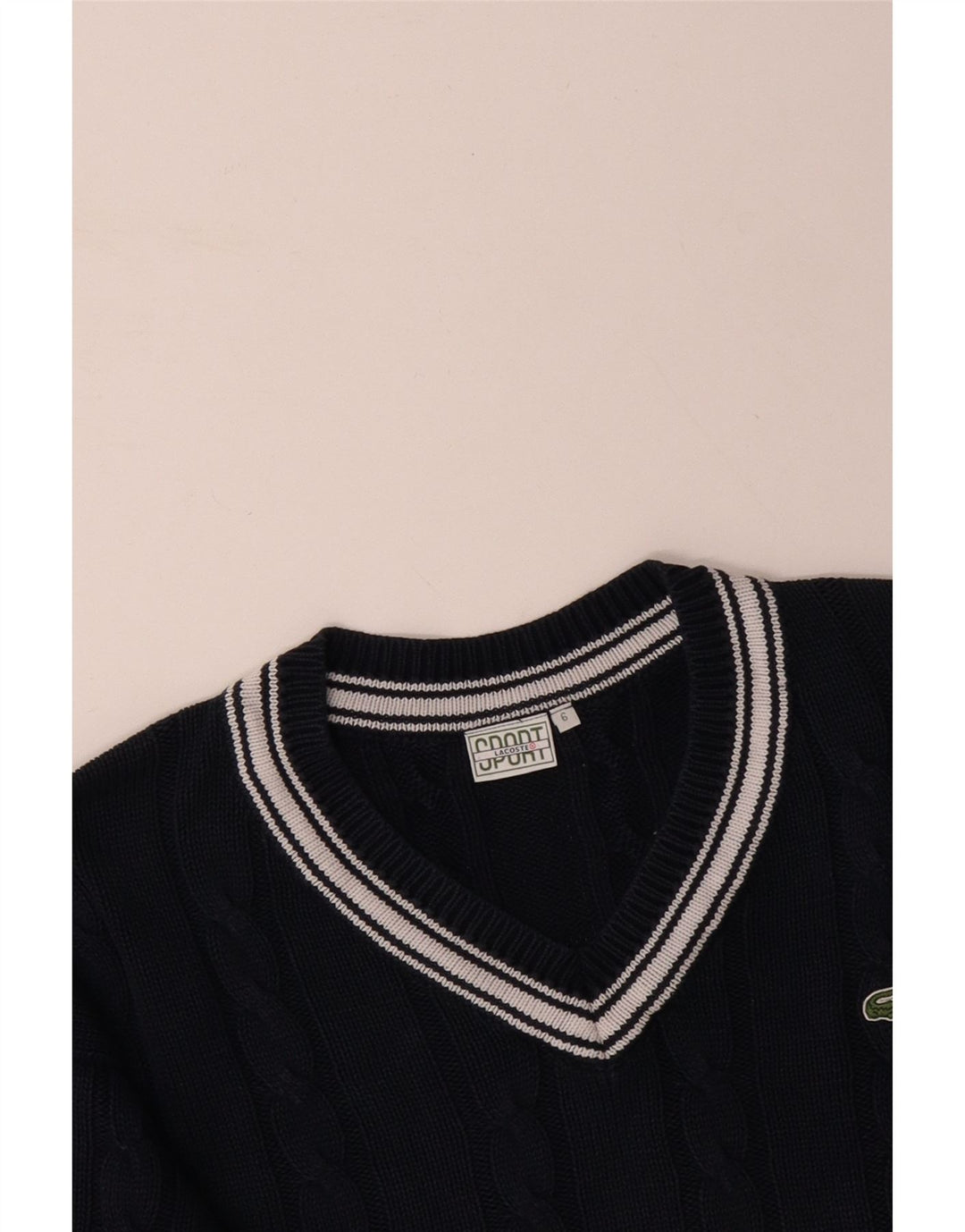 LACOSTE Homme Col V Pull Pull Taille 6 XL Bleu Marine Coton