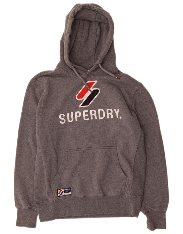 Superdry Pull à capuche graphique pour homme en coton moucheté gris grand