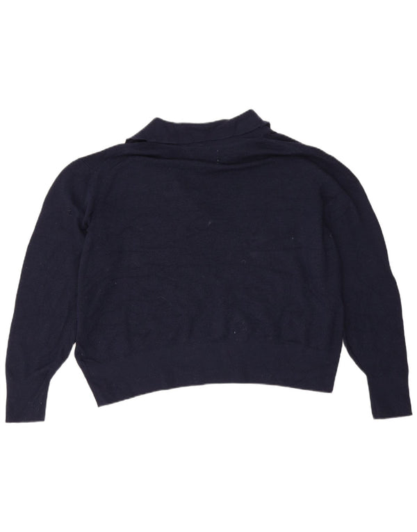Marks & Spencer Pull court à col polo pour femme UK 16 Large Bleu marine