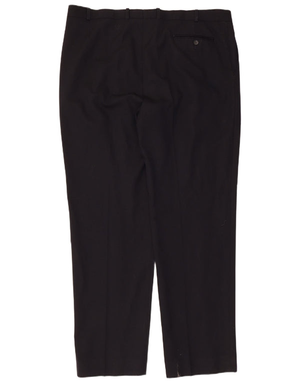 Marks & Spencer Pantalon de Costume Droit Homme W42 L33 Laine Bleu Marine