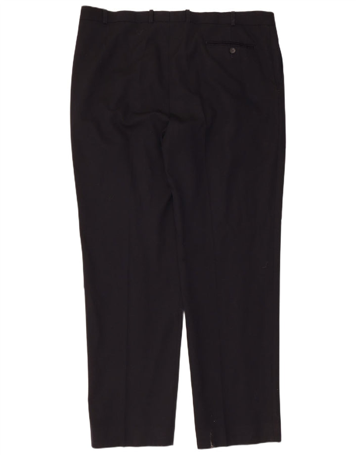 Marks & Spencer Pantalon de Costume Droit Homme W42 L33 Laine Bleu Marine