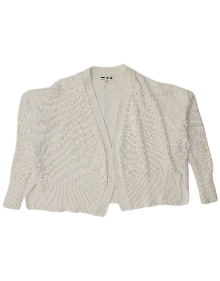 WHISTLES Cardigan court surdimensionné pour femme en coton blanc UK 6 XS