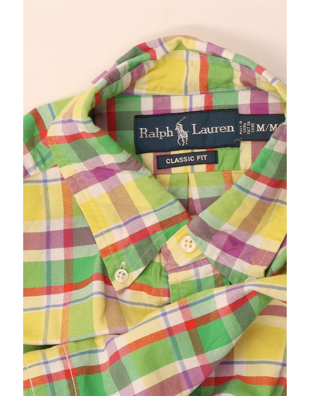 RALPH LAUREN Chemise à manches courtes pour homme coupe classique à carreaux jaune moyen