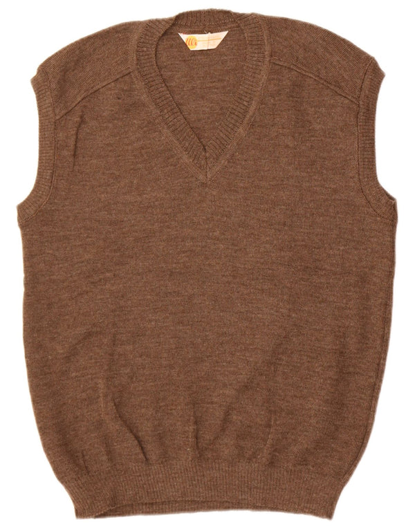 Strickmoden Mens Vest Tank Top EU 54 XL Brown Wool