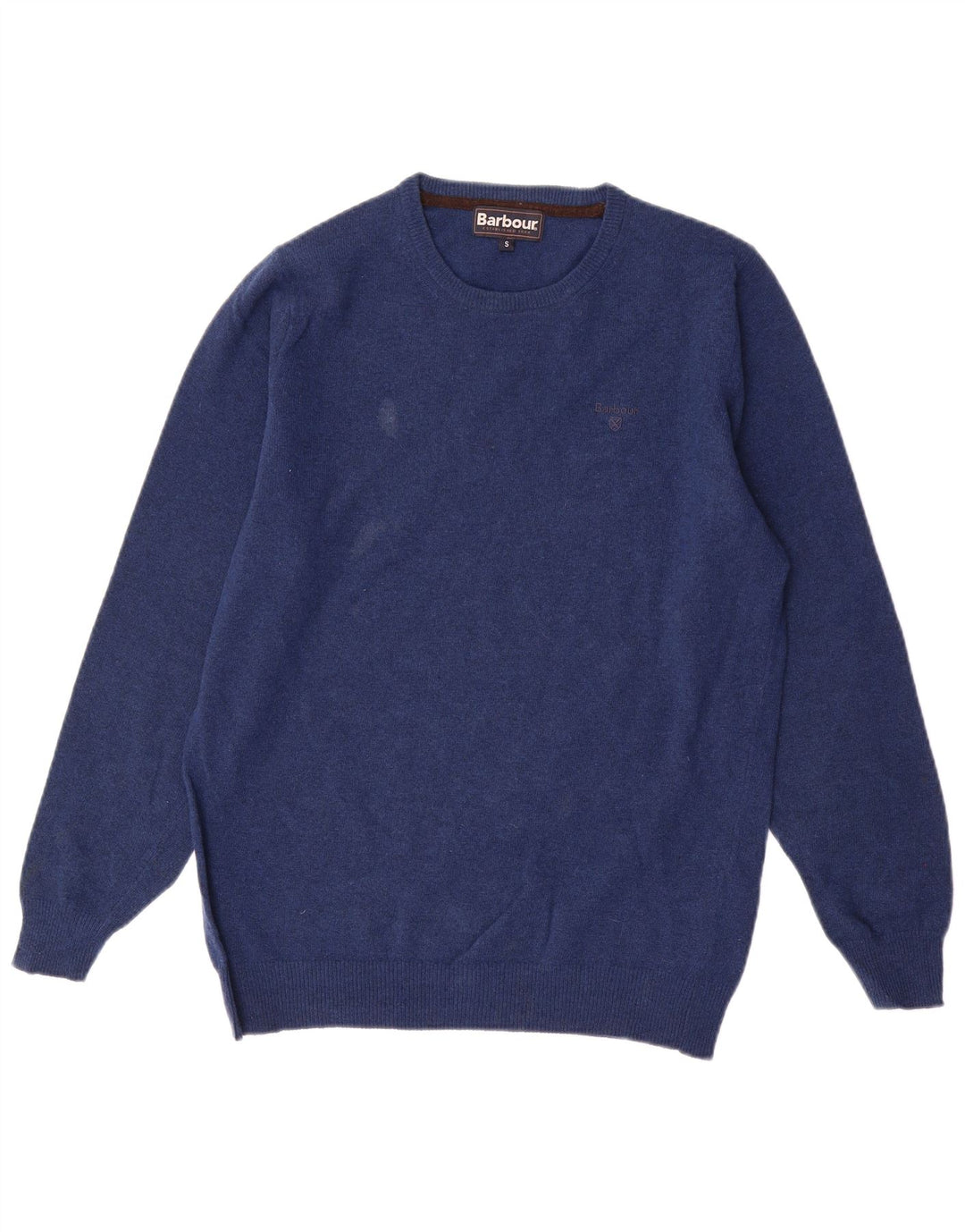Barbour Pull à col rond pour homme Petit en laine d'agneau bleu marine