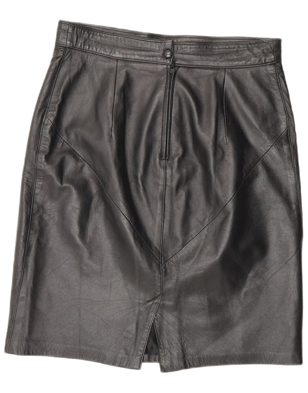 jupe en cuir taille haute femme vintage IT 46 Large W30 Noir