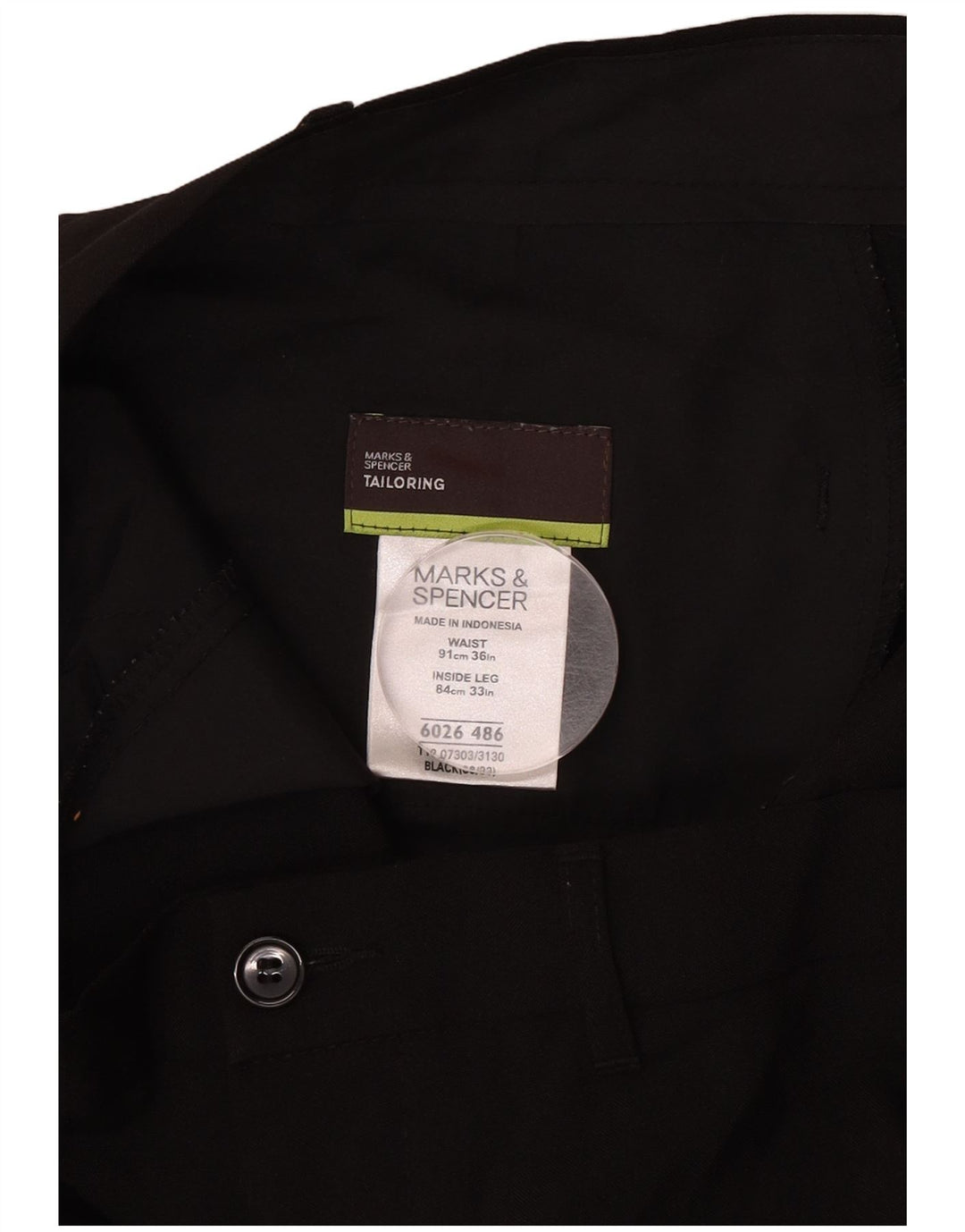 Marks & Spencer Pantalon chino droit sur mesure pour homme W36 L33 Noir