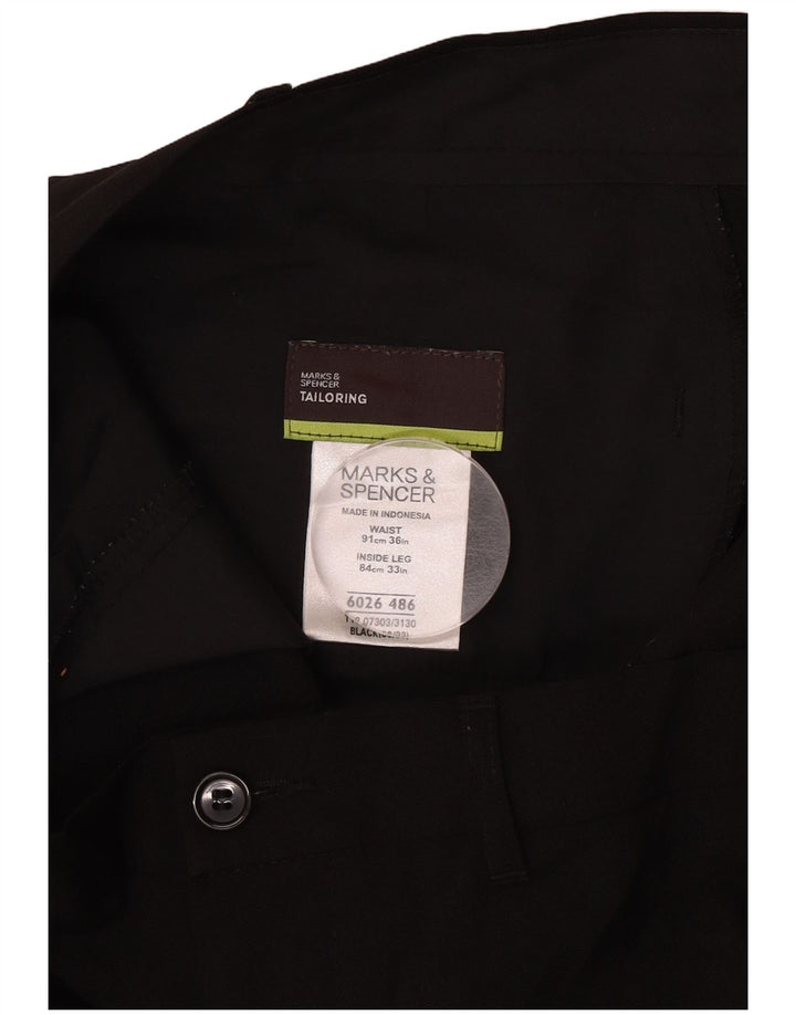 Marks & Spencer Pantalon chino droit sur mesure pour homme W36 L33 Noir