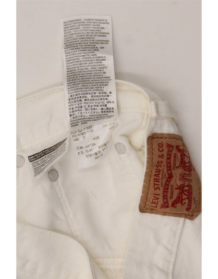 Levi's Short en Jean 501 Femme W28 Coton Blanc Moyen