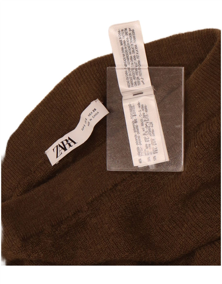 Zara Femme Jupe Maxi En Tricot Petit W26 Marron Polyamide