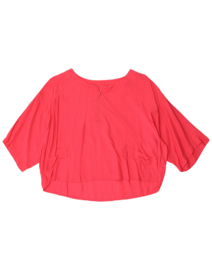 Benetton Femme Chemisier Court Oversize IT 44 Rose Moyen Viscose