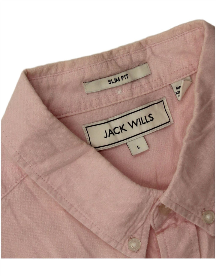 Jack Wills Chemise Slim Fit pour Homme en Coton Rose Large