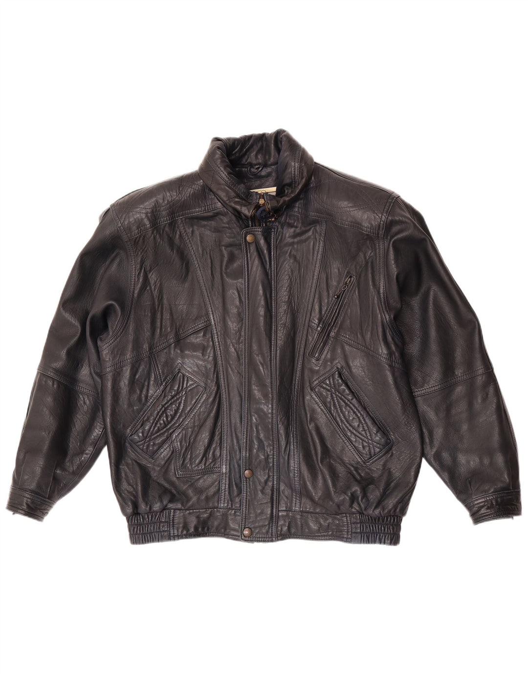veste en cuir homme vintage EU 52 XL Cuir bleu marine