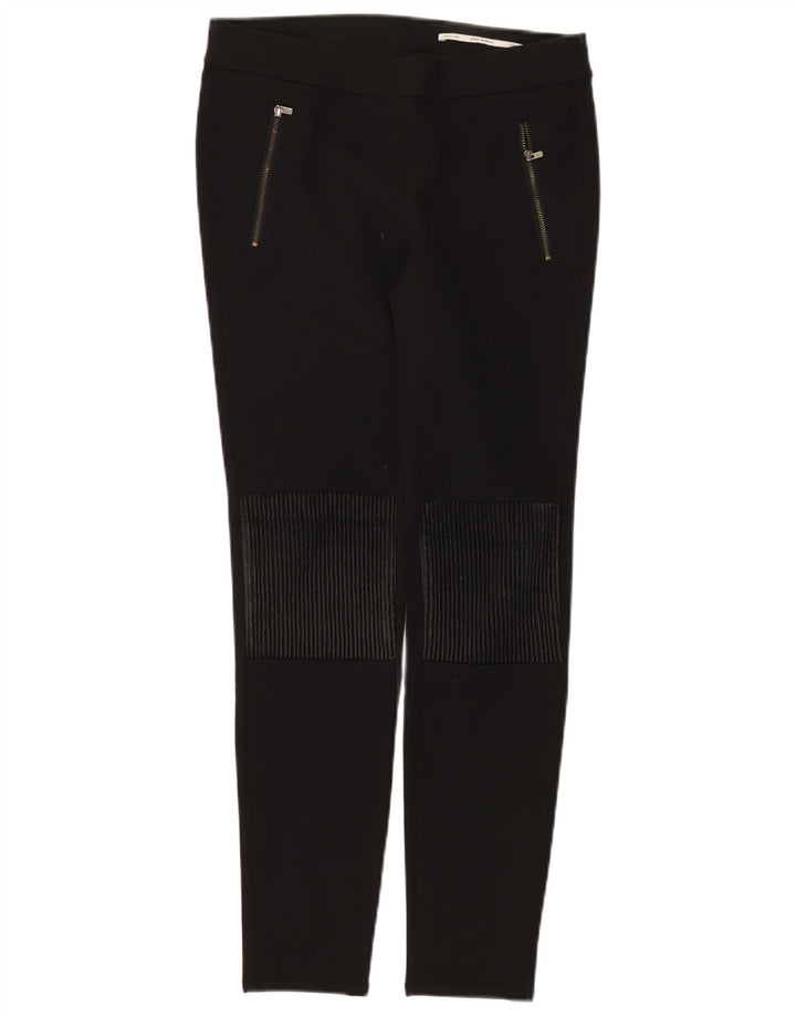 Zara Pantalon décontracté taille moyenne pour femme Medium W28 L28 Noir Polyester
