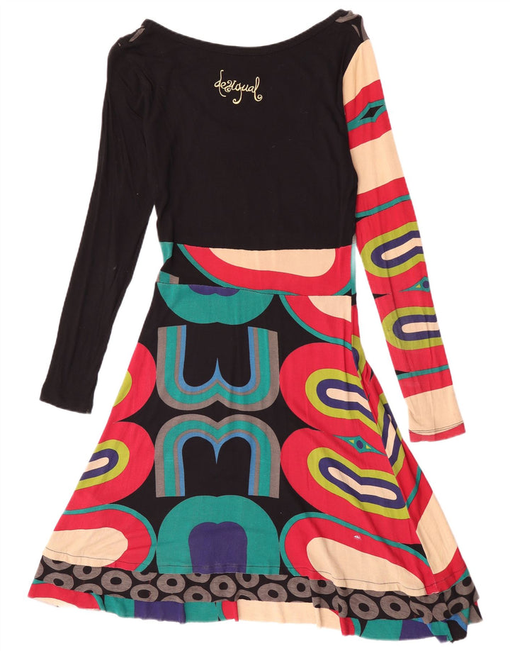 Desigual Robe trapèze graphique pour femme UK 12 Medium Multicolore Géométrique