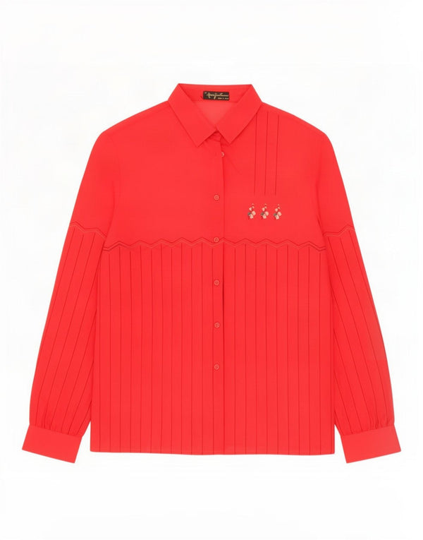 Mario Pucci Cecconi Chemise Chemisier Femme IT 46 Grand Acétate Rayé Rouge