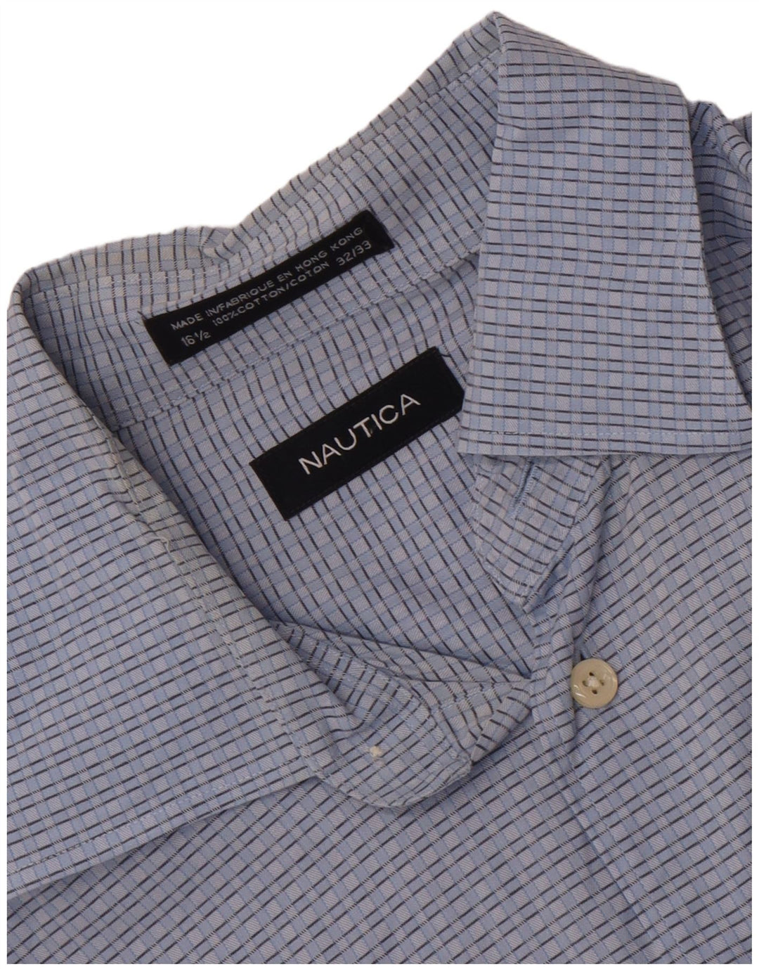 Nautica Chemise Homme Taille 16 1/2 Grand Coton à Carreaux Bleu