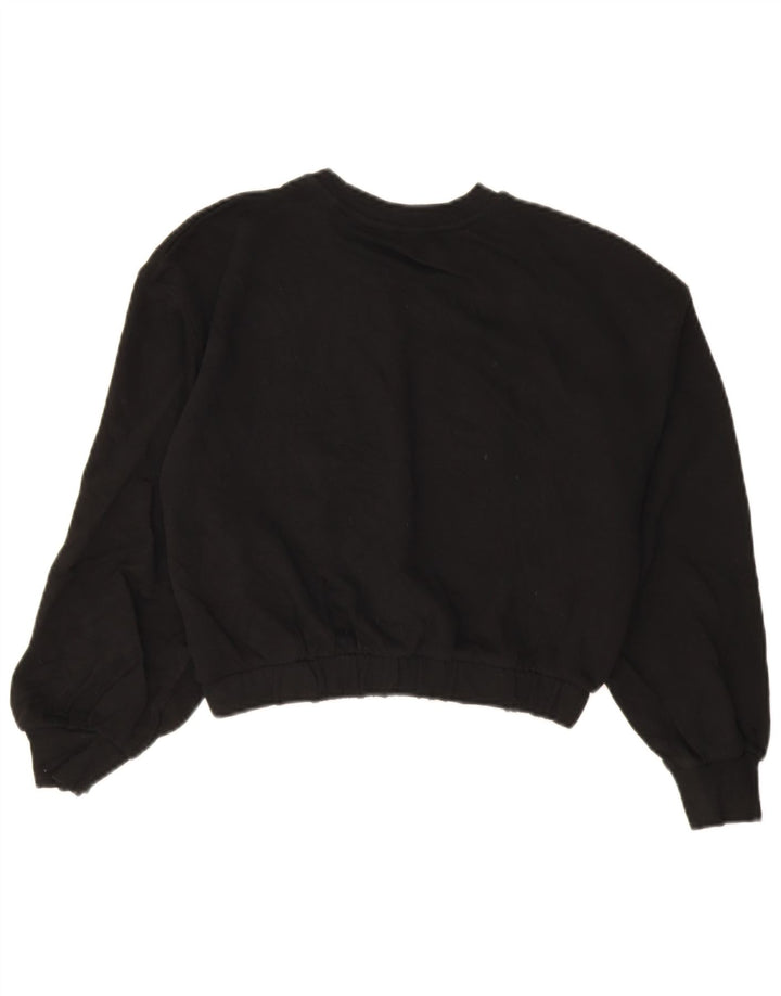 Zara Womens Crop Sweatshirt Jumper UK 14 Moyen Noir Coton