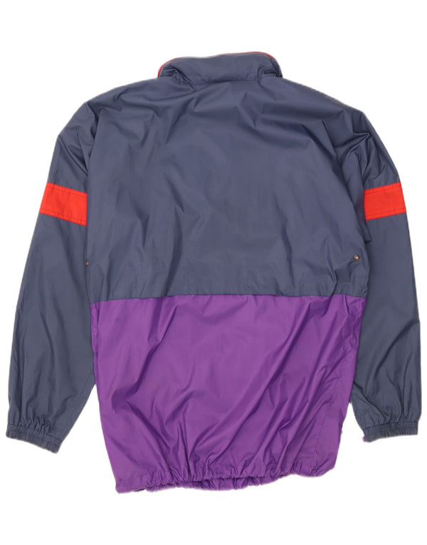 VINTAGE Veste Anorak à capuche pour homme UK 38 Bleu marine moyen Colourblock