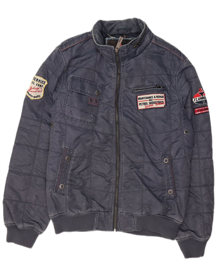 Petrol Industries Veste bomber graphique pour homme UK 38 Bleu marine moyen