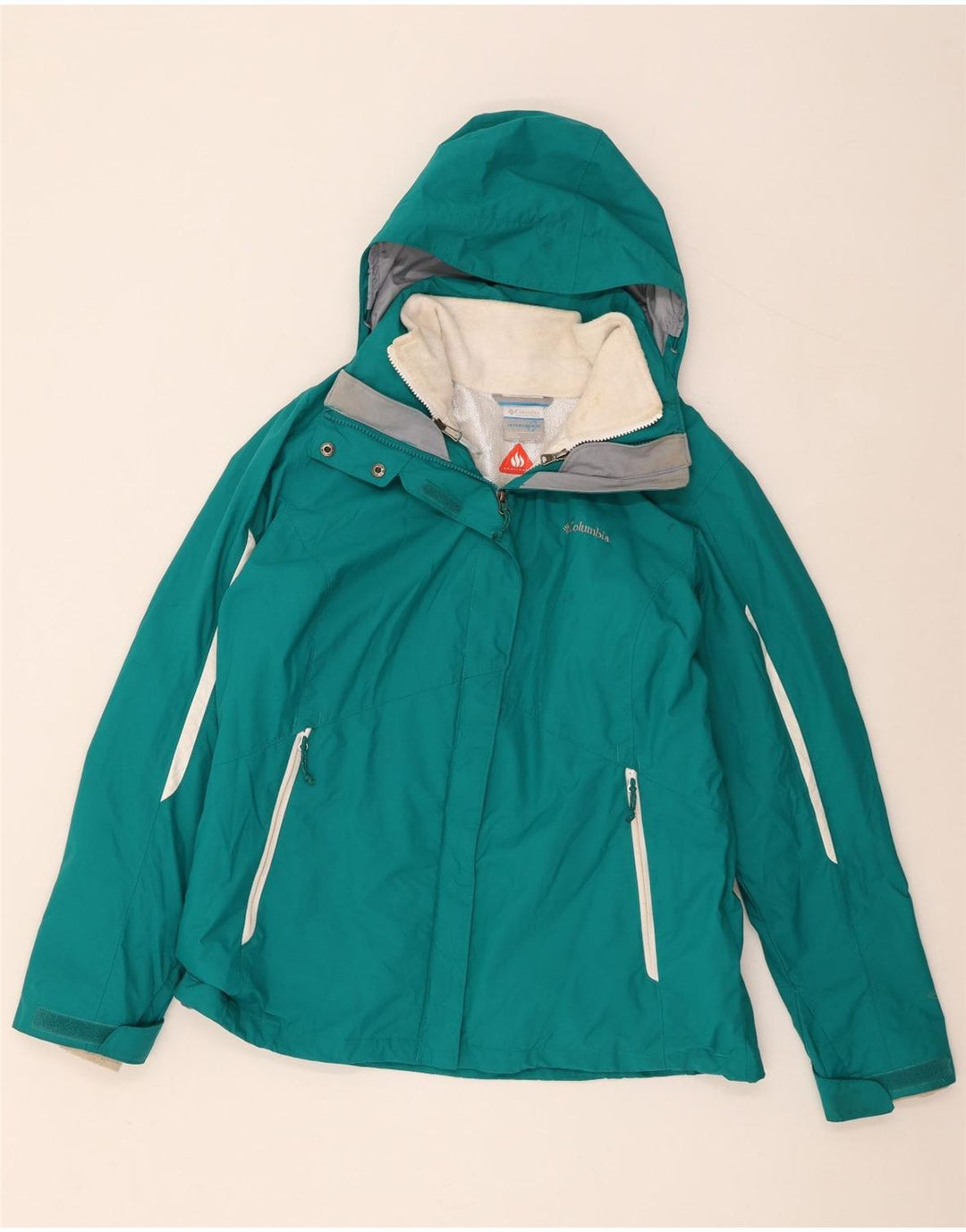 Columbia Veste de ski à capuche Interchange pour femme UK 16 Large Vert Colorblock