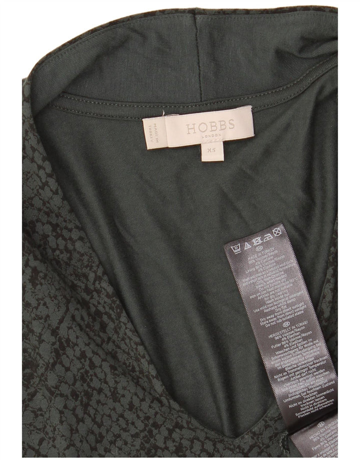 HOBBS Haut Femme Manches 3/4 UK 6 XS Vert Animal Imprimé Viscose