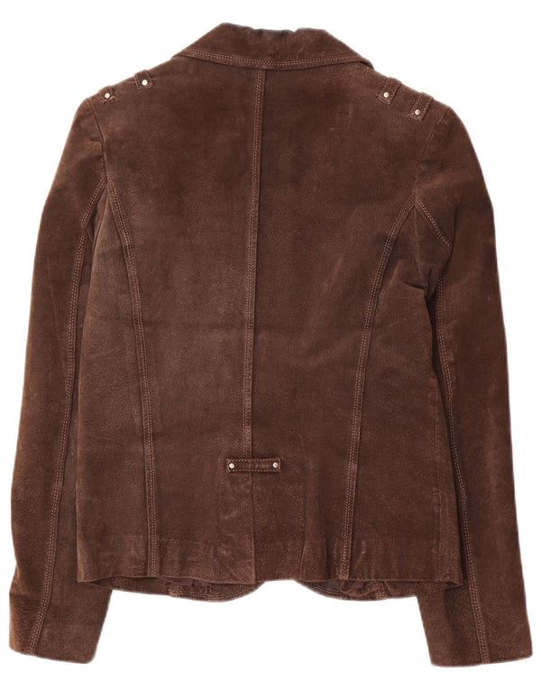 Banana Republic Veste Blazer Militaire en Daim pour Femme UK 18 XL Cuir Marron