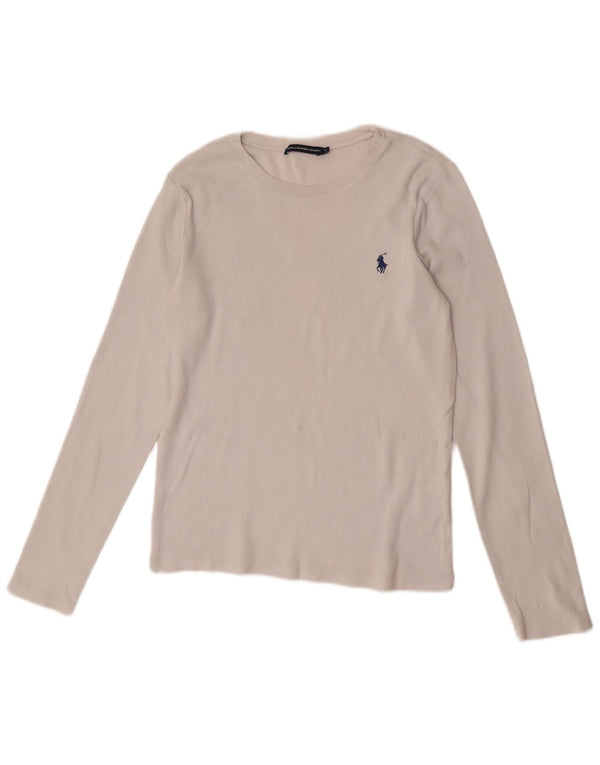 Ralph Lauren Haut à manches longues pour femme UK 14 Grand coton blanc