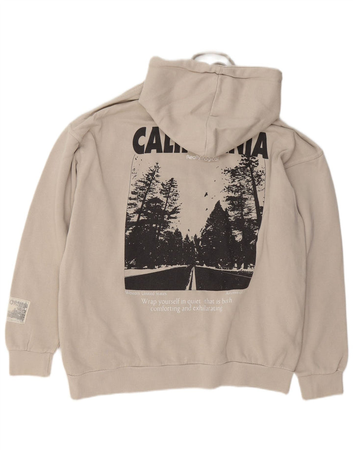 Pull & Bear California Graphic Pull à capuche coupe ample pour homme Beige Taille S