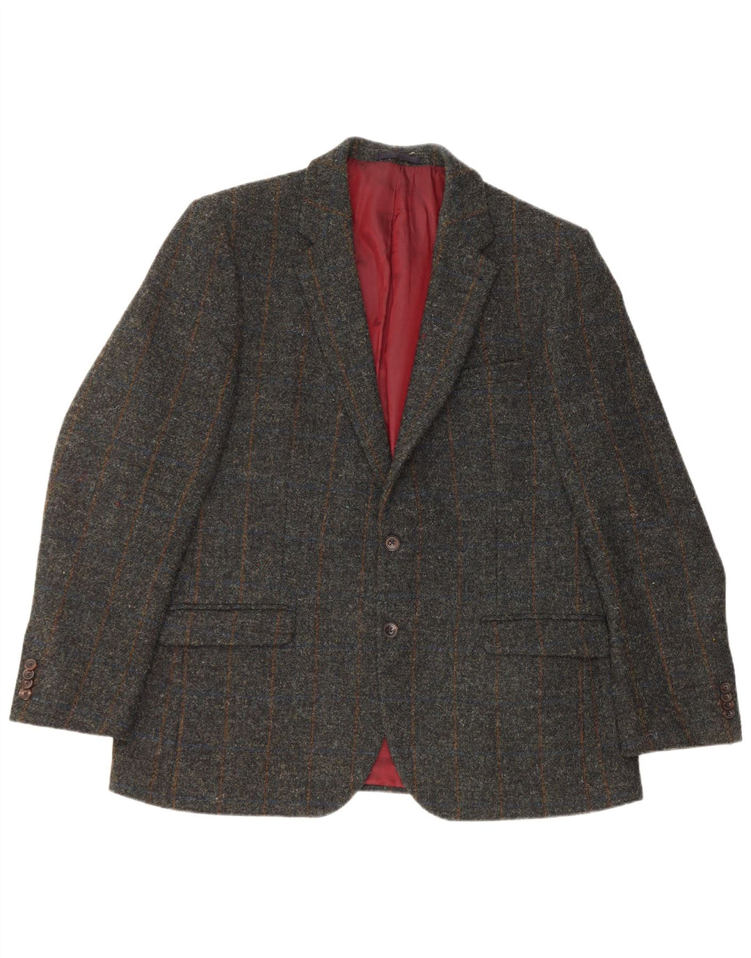 MARKS & SPENCER Veste Blazer 2 Boutons Homme EU 54 2XL Vert à Carreaux Laine Vierge