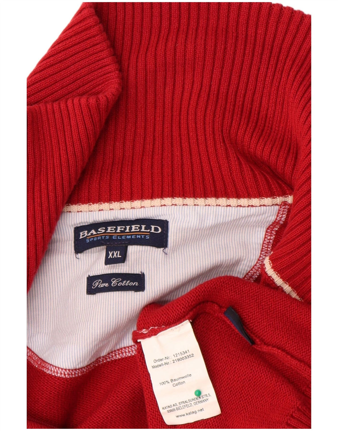 Basefield Pull Cardigan Homme 2XL Rouge Coton