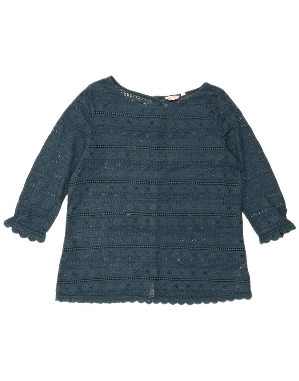 FAT FACE Chemisier en dentelle à manches 3/4 pour femme UK 14 Grand vert floral en coton