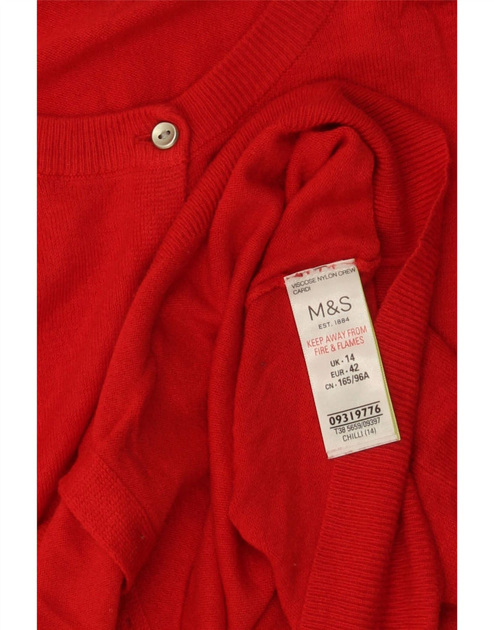 Marks & Spencer Pull Cardigan pour Femme UK 14 Grande Viscose Rouge